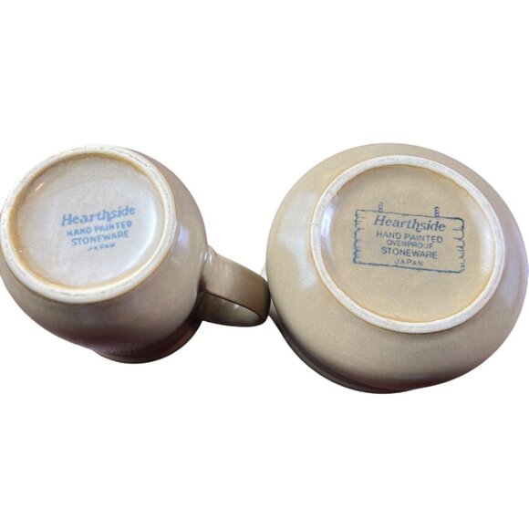 Vintage Hearthside Hand-Painted Stoneware Creamer & Sugar Bowl Set - Japan - Picture 2 of 6